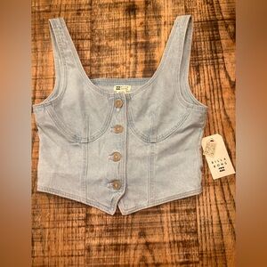 Billabong Women's Blue Button-Up Crop Top size small denim